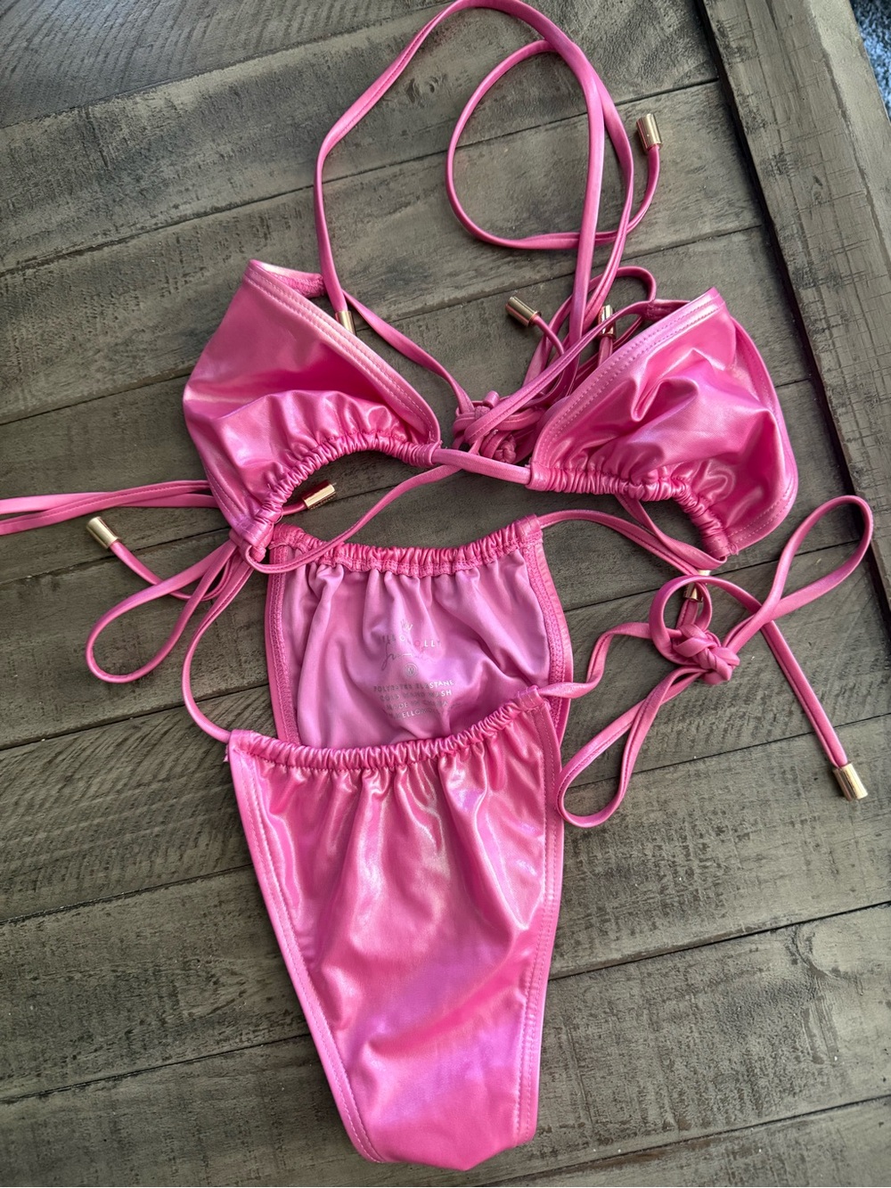 Hello Molly Shiny Pink Bikini Swimsuit